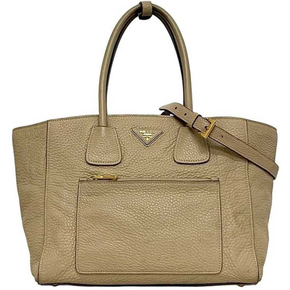 PRADA Cream Leather Shoulder Bag